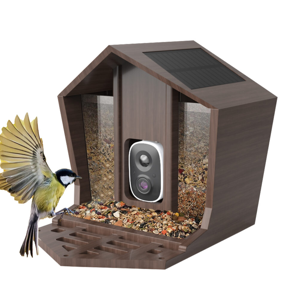 Birdster Retro Birdhouse with Large Capacity waterproof wooden Bird Feeder-Only Birdhouse No Camera